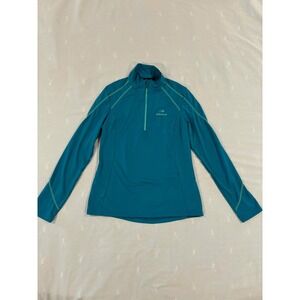 Eider Teal Blue Quarter Zip Long Sleeve Athletic Pullover Women's Top